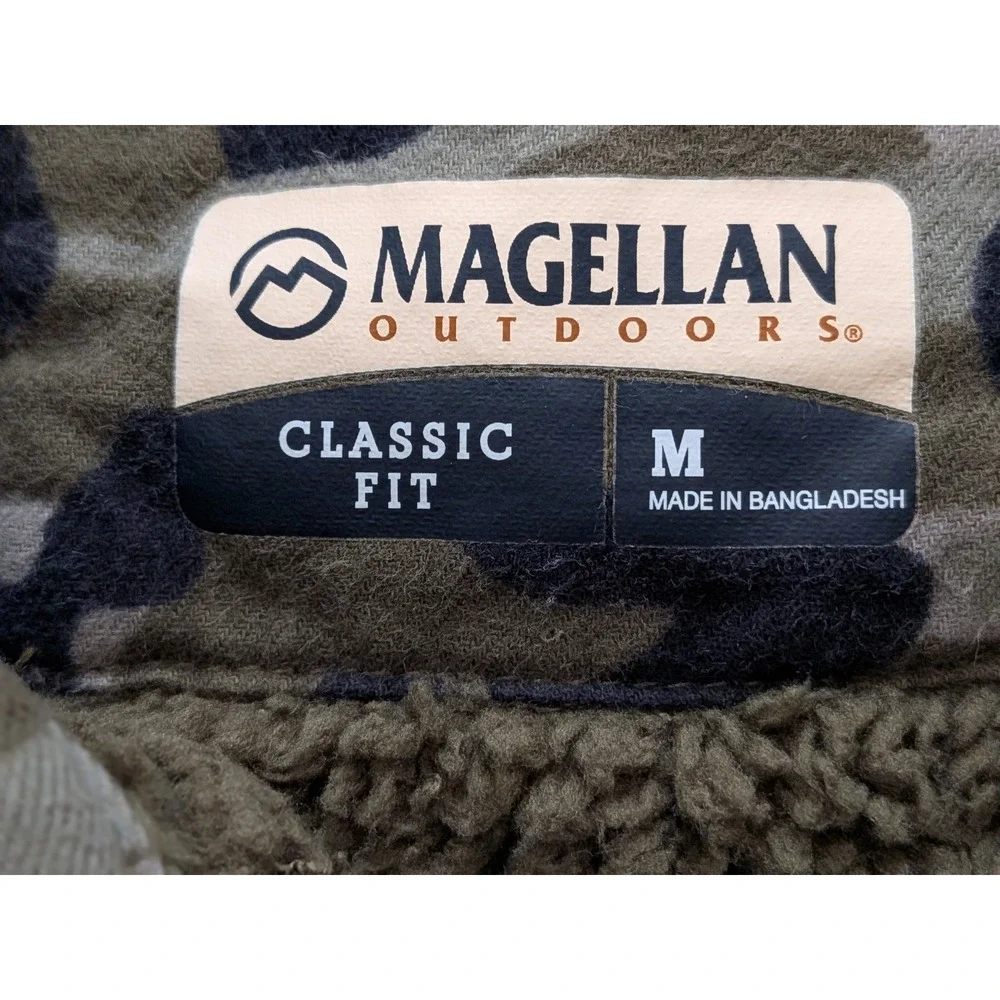 Magellan Classic Camouflage Sherpa Lined Flannel Shirt Jacket Men's Size M